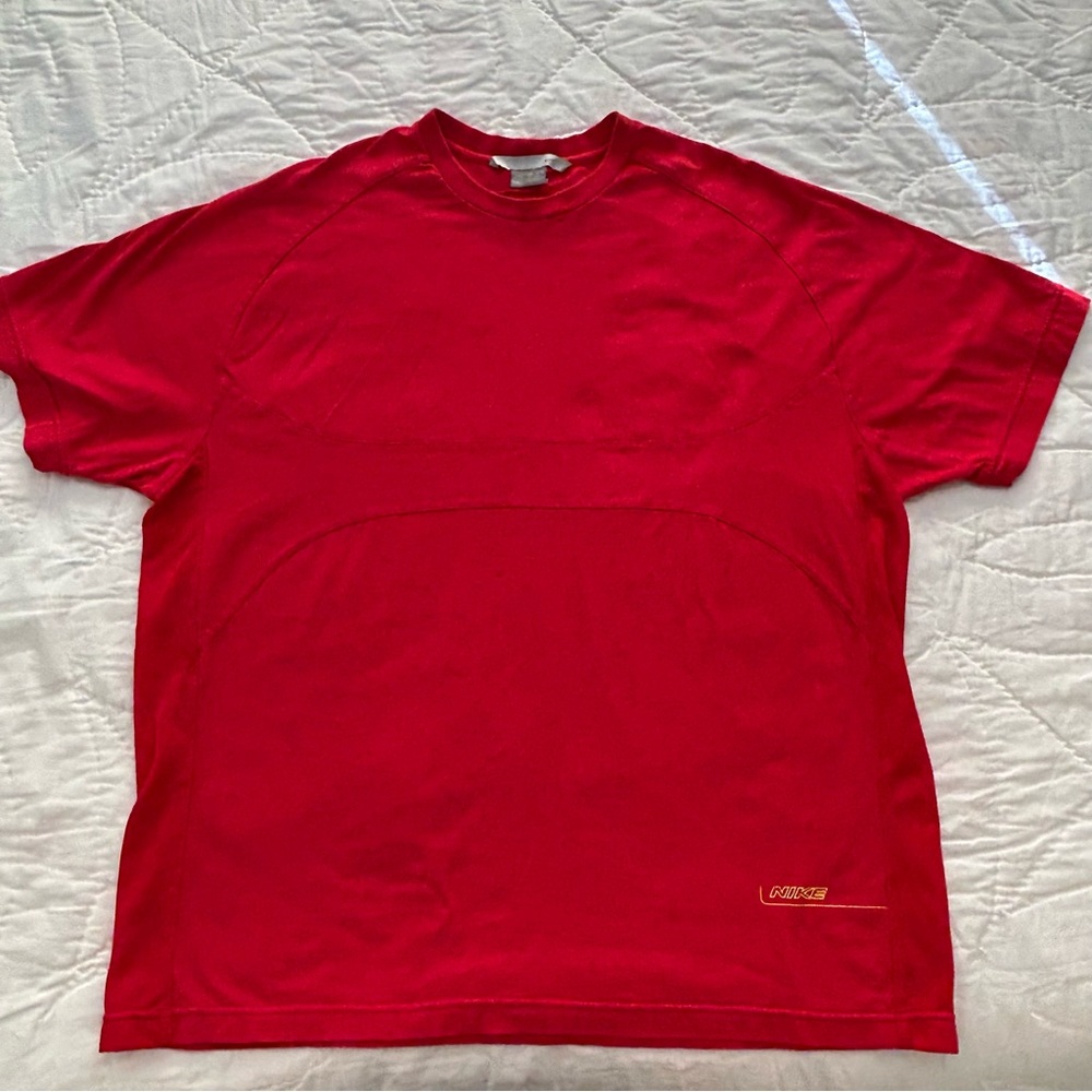 Vintage Y2K Nike T-shirt Silver Tag Mens XXL Red Mesh Panels Athletic Streetwear